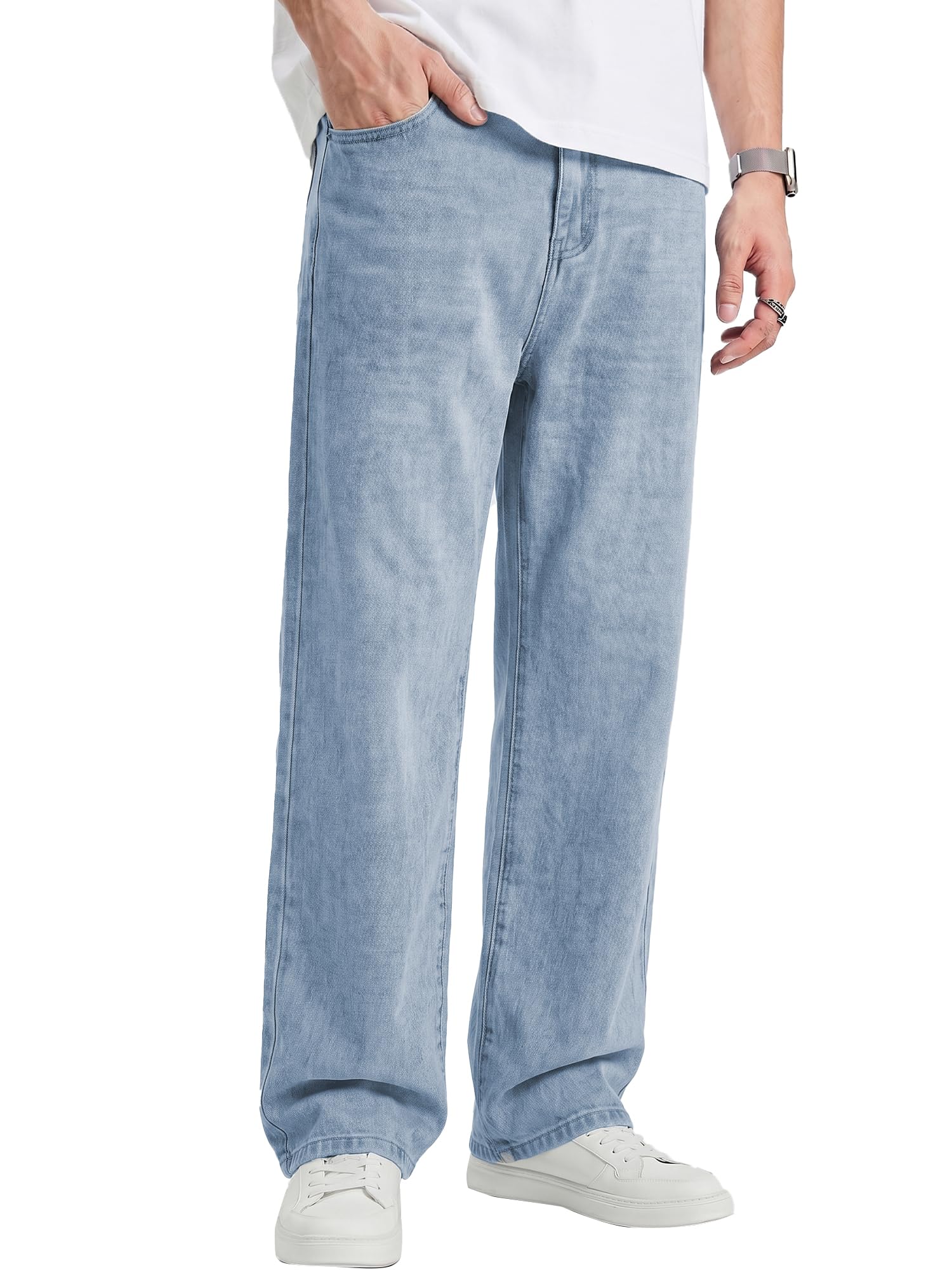 JMIERR Jeans Herren Baggy Baumwolle Weite Jeans Hose Herren Stretch Vintage Loose Fit - Bequeme Streetwear Freizeithosen