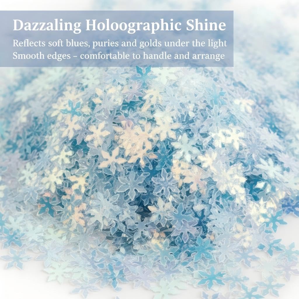 60g Winter Snowflake Confetti Decorations, Iridescent Glitter Snowflakes for Christmas Party, Winter Wonderland, Home Decoration, DIY Crafts