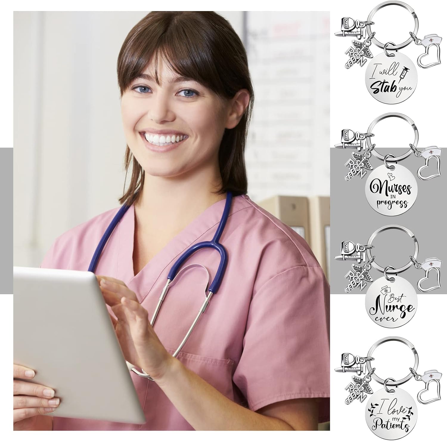 Miniatura 6 de 12 llaveros de enfermería para estudiantes, regalos de agradecimiento para enfermeras, regalos para enfermeras, profesionales de la escuela,