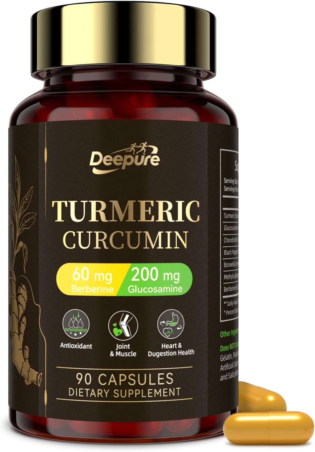 Turmeric Curcumin with Black Pepper: Organic Joint Supplement Capsules with 95% Curcuminoids Enhanced by Piperine for Women Supporting Daily Mobility Yoga Active Lifestyles