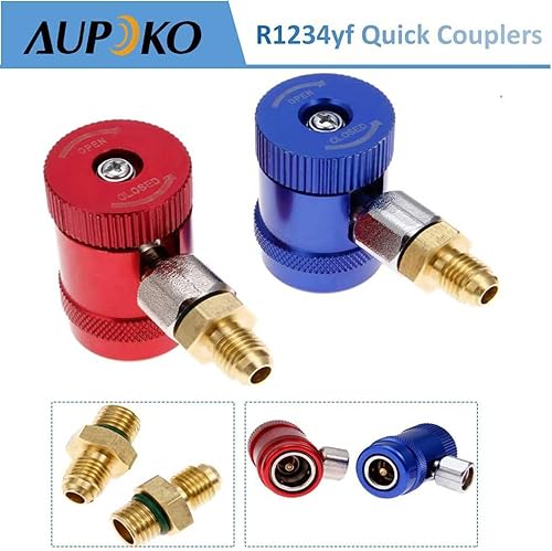 Miniatura 6 de Aupoko R1234yf Acopladores rápidos, acopladores manuales R1234yf de lado altobajo, adaptadores de conector con puerto macho de 14 pulgadas,