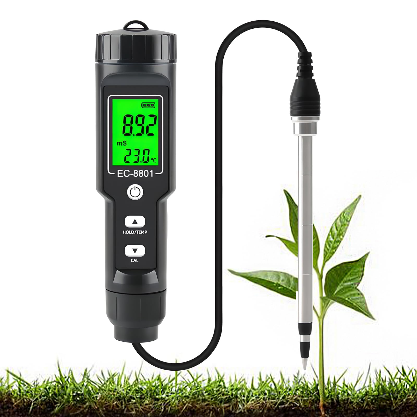Testeur de sol numérique portable avec écran LED pour analyse agricole EC