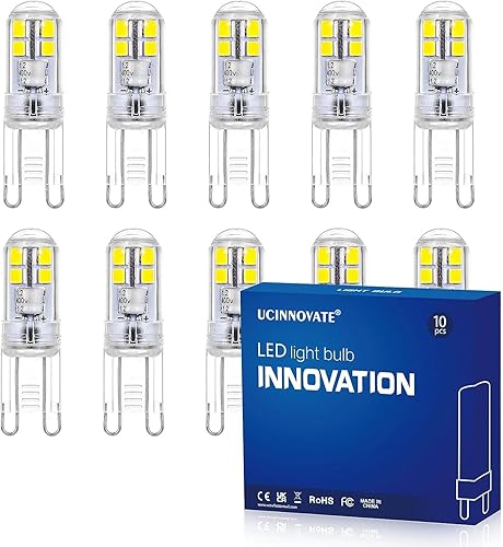 UCINNOVATE Bombillas LED G9, luz blanca diurna de 3 W, equivalente a halógeno de 25 W, bombilla de ahorro de energía sin parpadeo, CA 110 V-120 V,