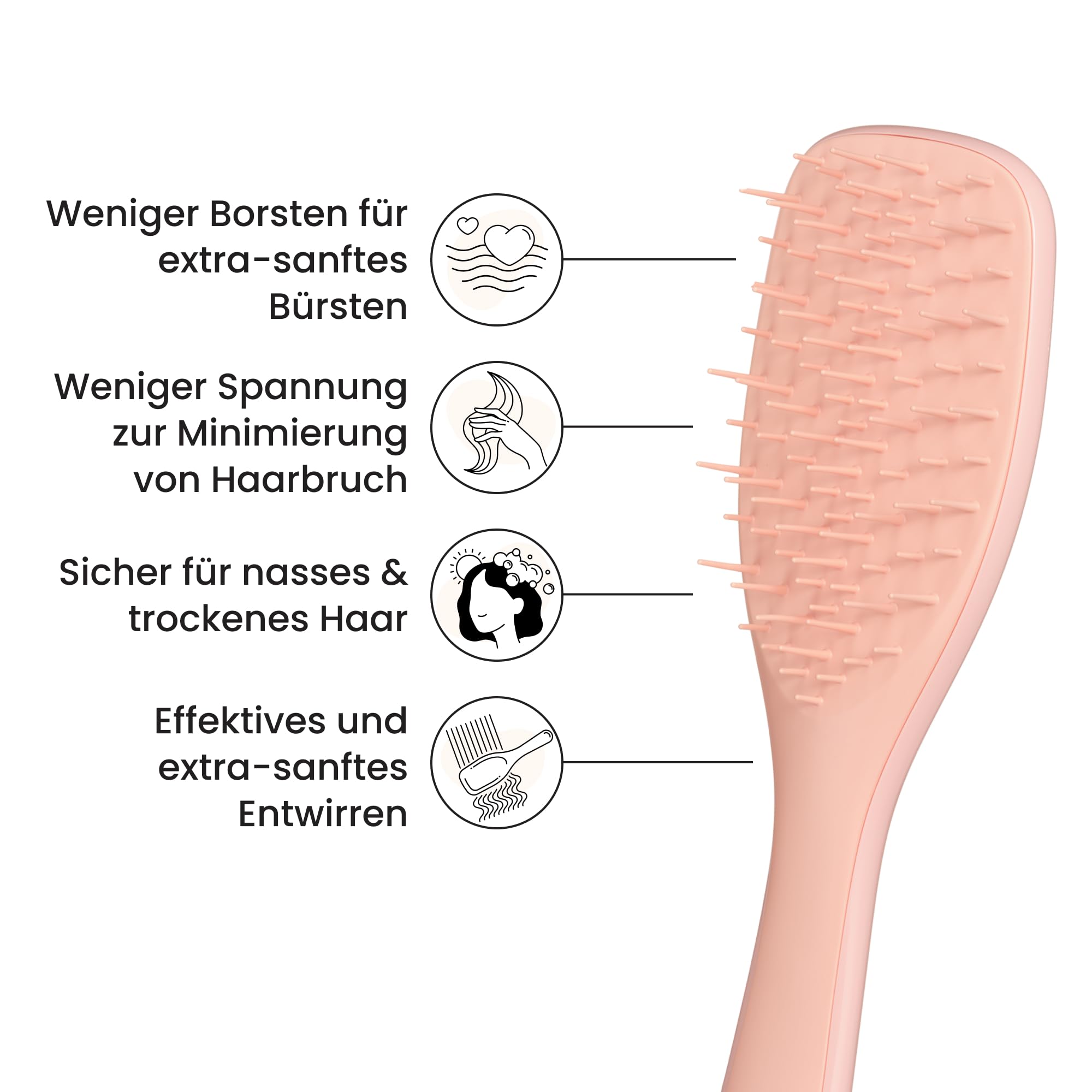 Tangle Teezer Ultimate Detangler Haarbürste für Nasses & Trockenes Haar – Besonders sanft - Weit Abstehende Borsten für Sanftes & Effektives Entwirren – Weniger Haarausfall & Haarbruch – Safran