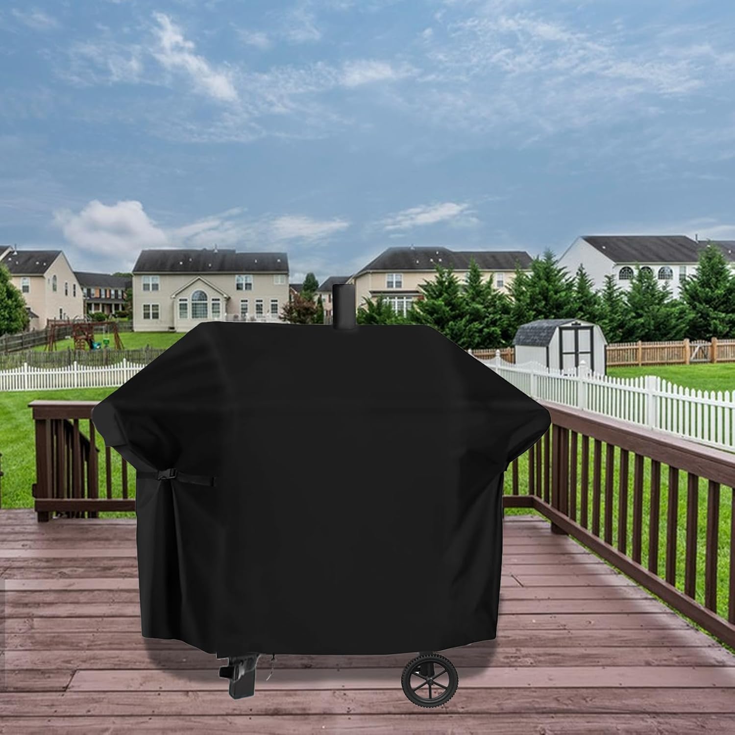Grill Cover for Oklahoma Joe's Longhorn Combo Charcoal Gas Smokers & Grills - 24203004, Waterproof Outdoor Barbeque Smoker Covers - 36" D x 69" W x 50" H - Image 2