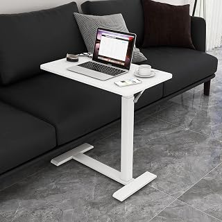 PUNCIA Stehpult 66-100cm höhenverstellbar mit Rollen Überbett-Tisch Weiß