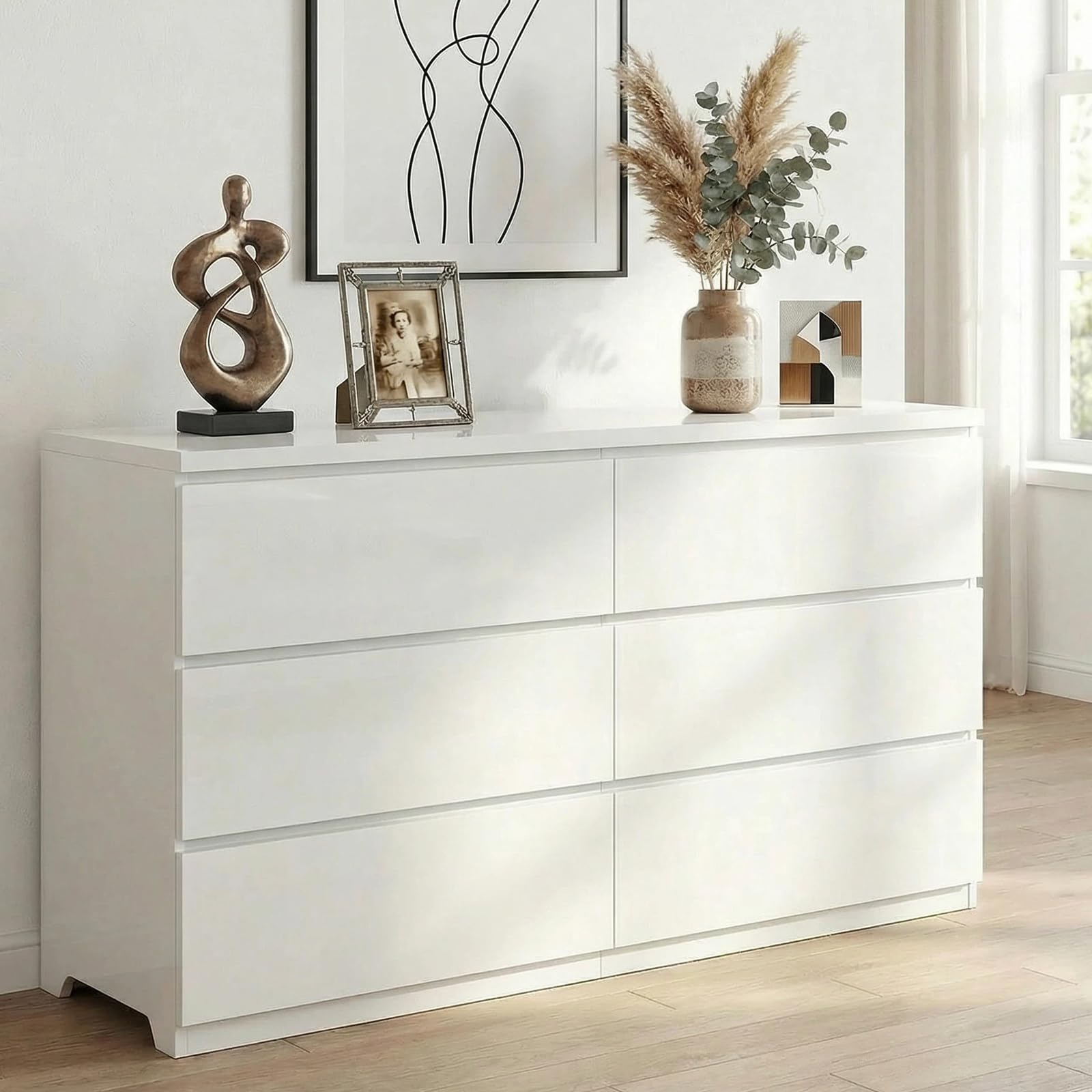 white dresser with deep drawers CORAZAZA for Bedroom 6 Drawers, 47