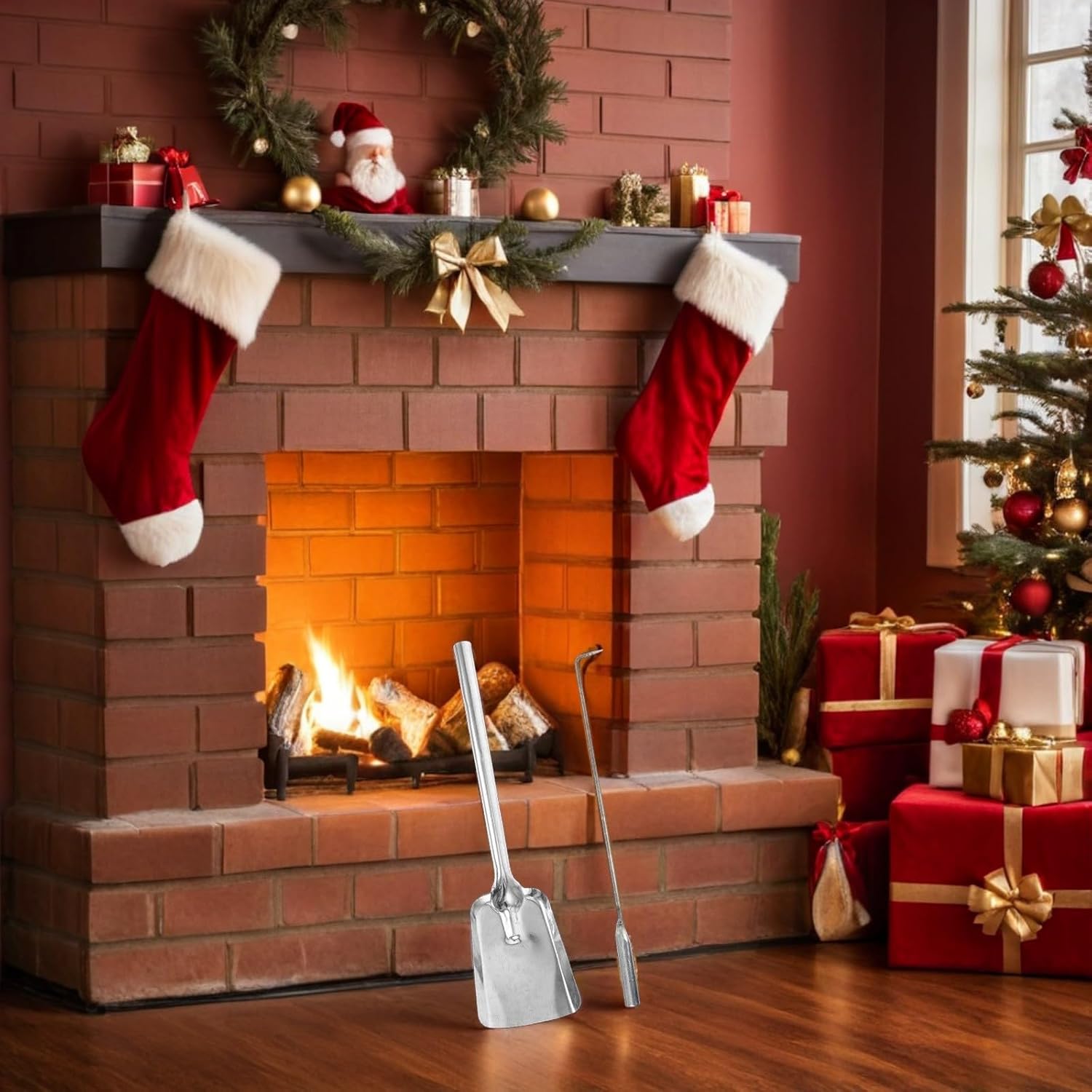 Steel Fireplace Tool Set Fire Hook Ash Shovel and 3pcs