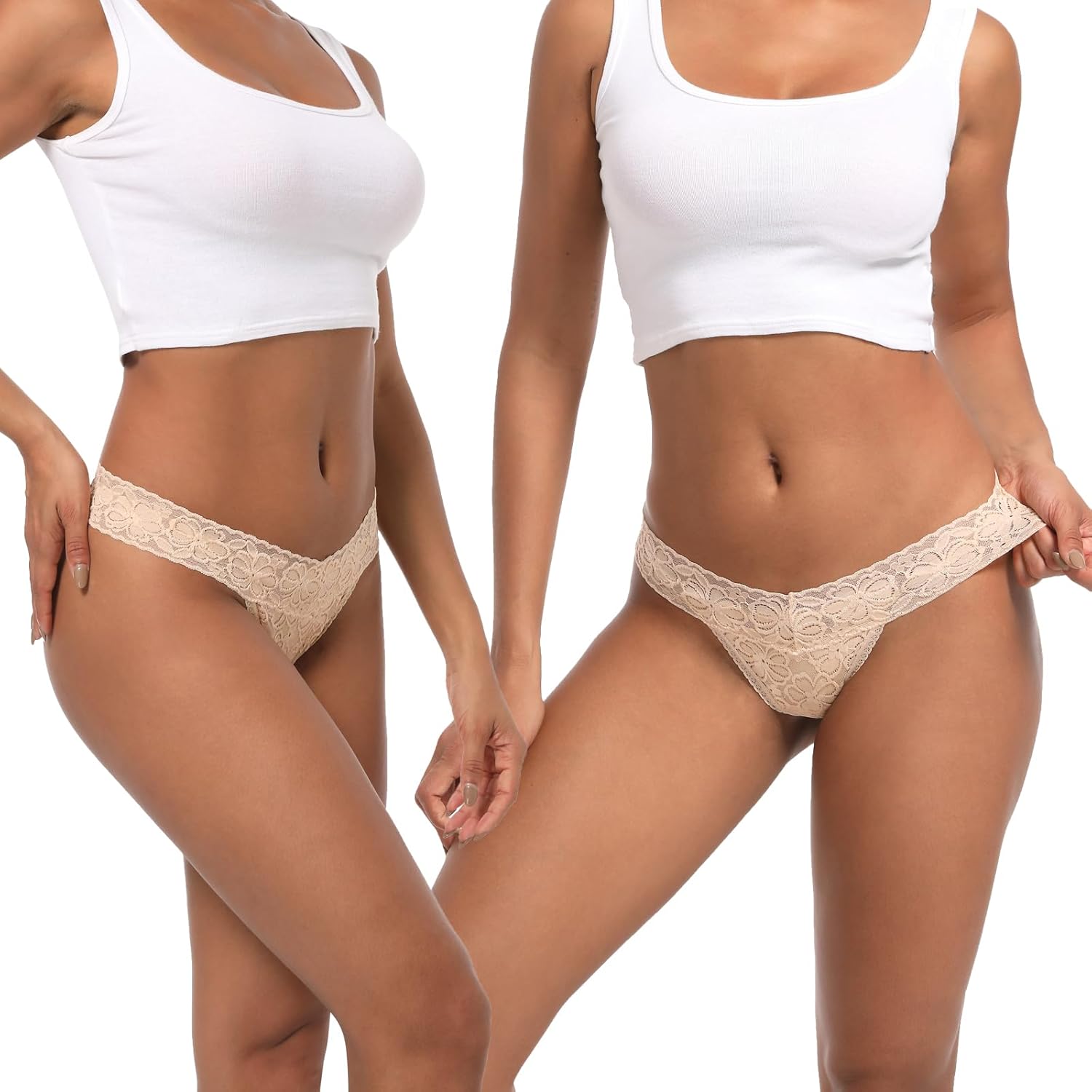 Lace Thongs For Women Plus Size Sexy Underwear T Back Stretch Womens Thongs Underwear 5/6/10 Pack - Image 2