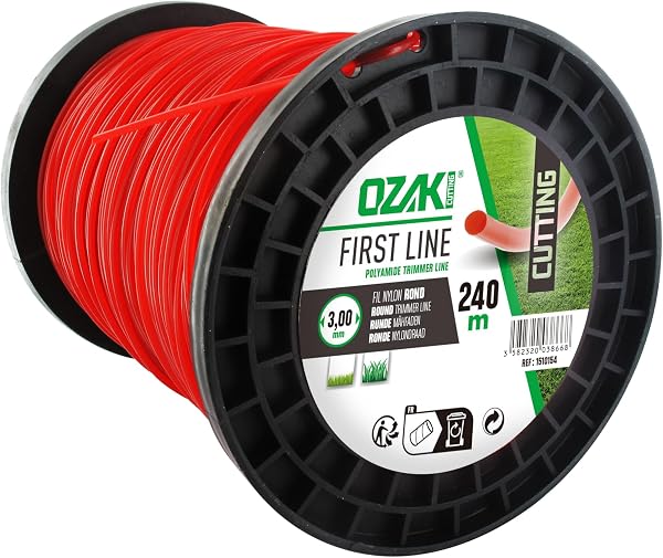 Fil nylon carré Ø 3,00 mm, bobine 240 m, haute durabilité, tenue à l'œillet