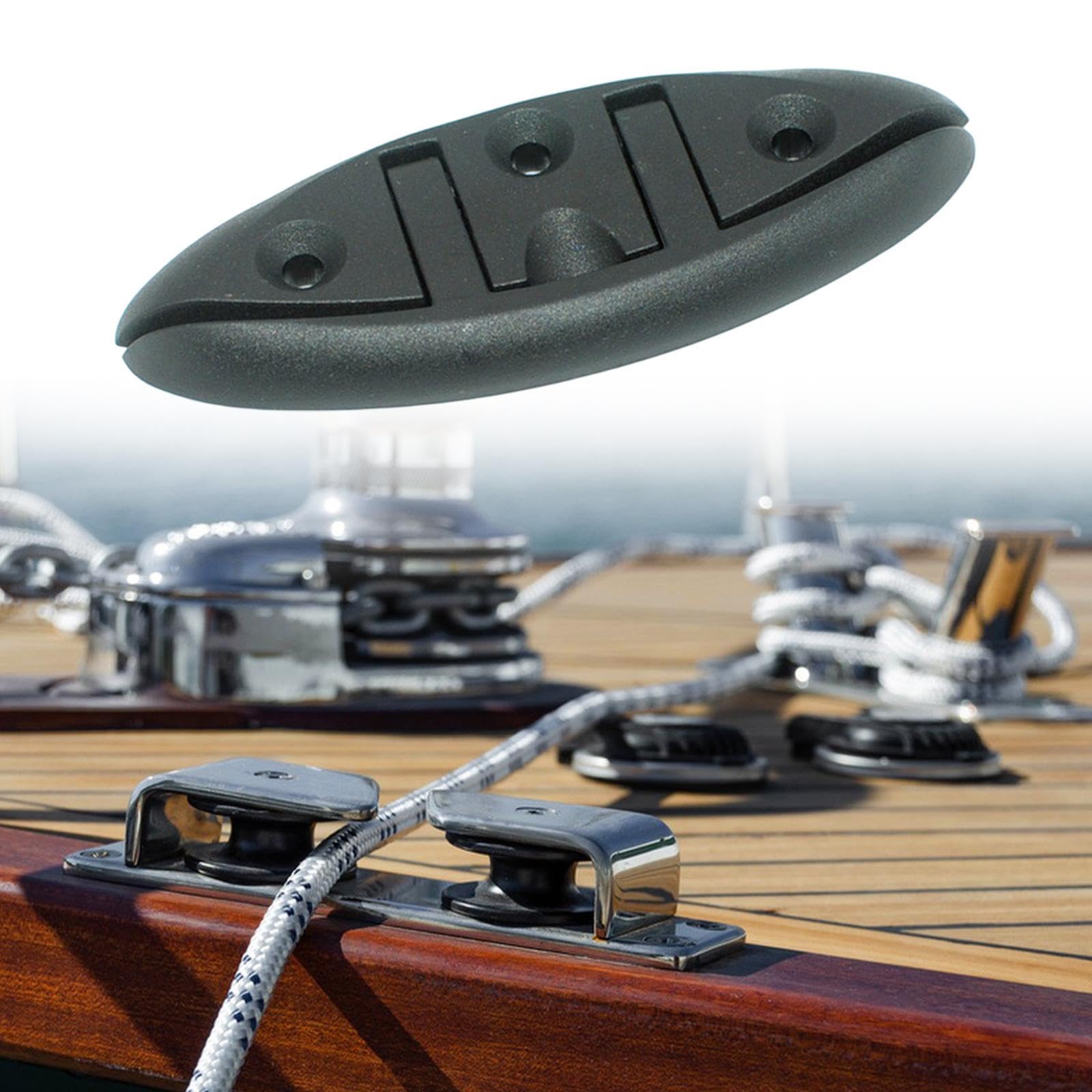 Cornamusa Plegable Para Barcos – De Nylon Con Muelle, Negro, 13x5x1,5 Cm – Ideal Para Amarre Seguro Y Fácil Almacenamiento