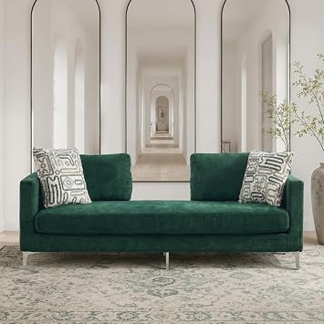 77.56" Oversized Indoor Chaise Lounge, Extra Long Upholstered End of Bed Bench with Pillows, Sleeper Sofa Chair for Bedroom, Living Room, Window Bench, Green.