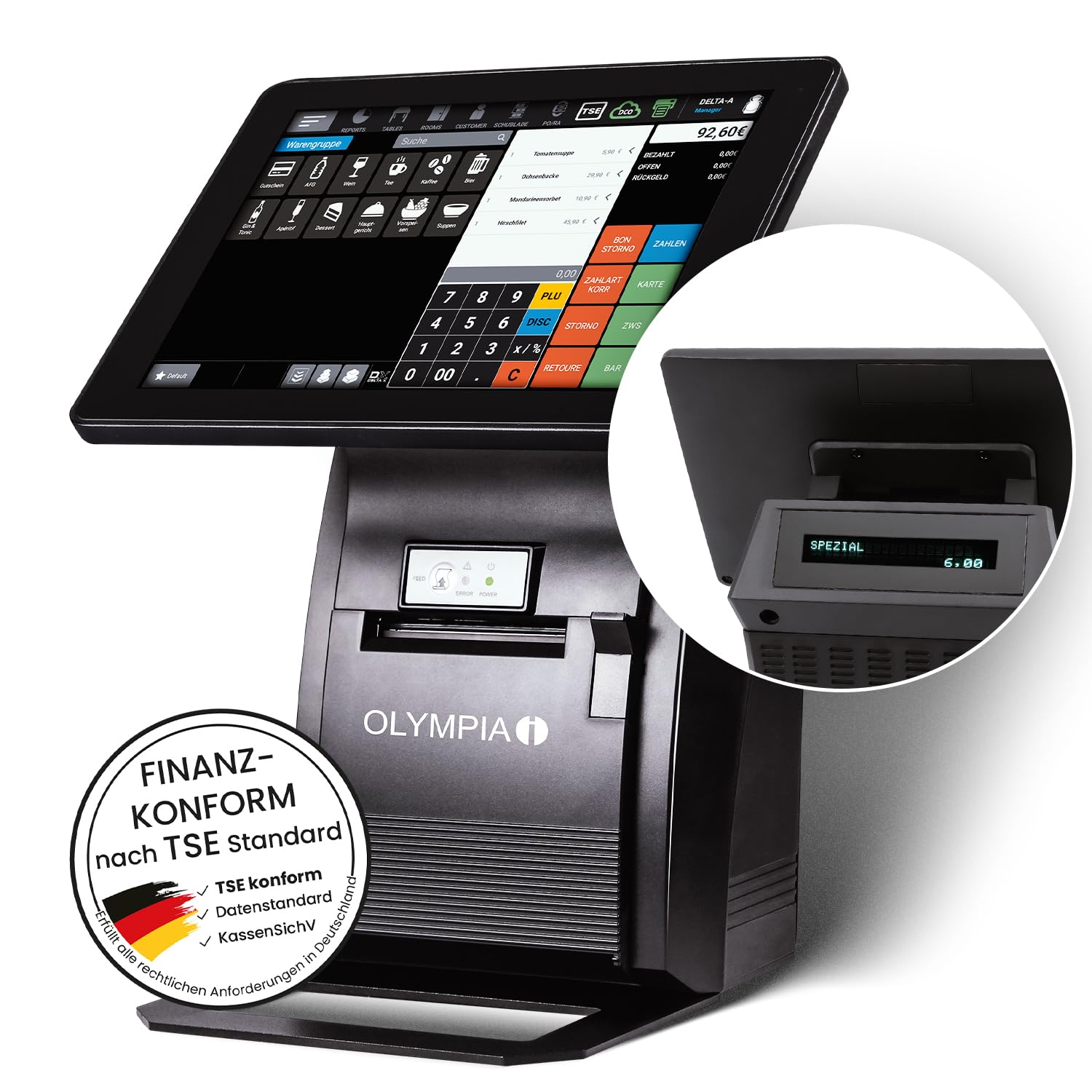 Olympia T210 Kassensystem – Kasse für Gastronomie & Handel