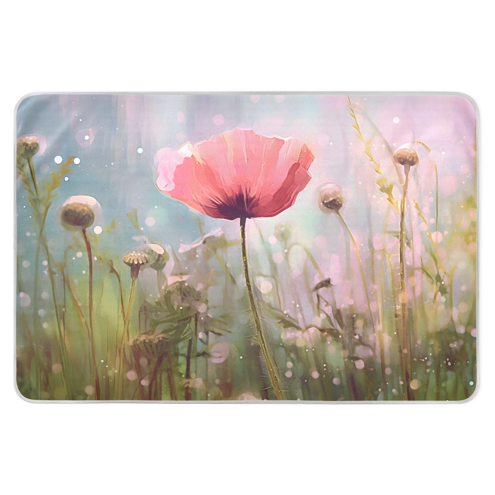 CEBUGI 34” x 52”Washable Underpads Heavy Absorbency Waterproof Incontinence Bed Pads Wild Flower Pee Pads for Adults Kids and Baby