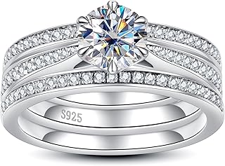Moissanite Wedding Rings Bridal Set 3.7CTTW D Color VVS1 Clarity Round Brilliant Cut 925 Sterling Silver Moissanite Wedding Band Engagement Rings for Women with Certificate