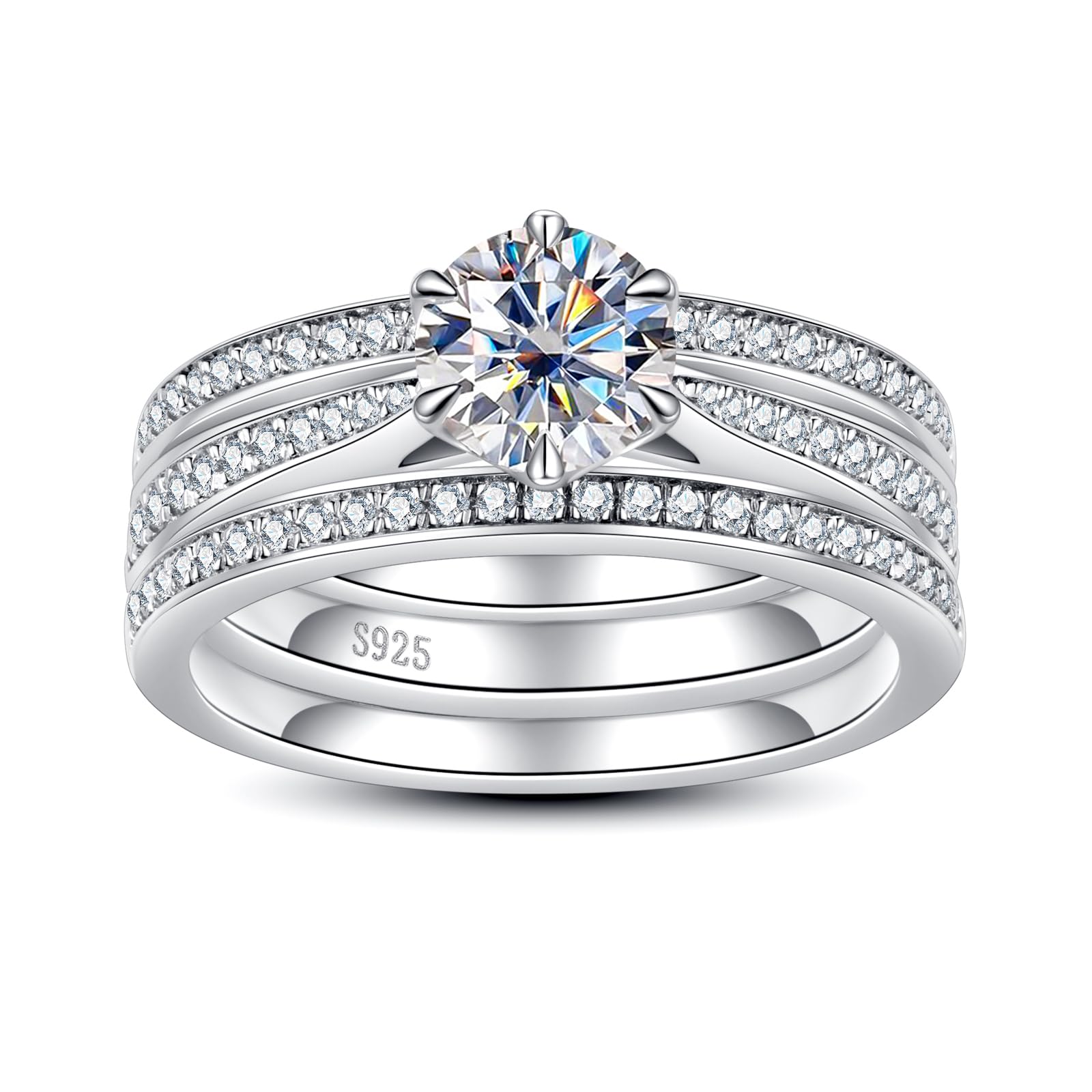 Moissanite 3.7CTTW Sterling Silver Bridal Set