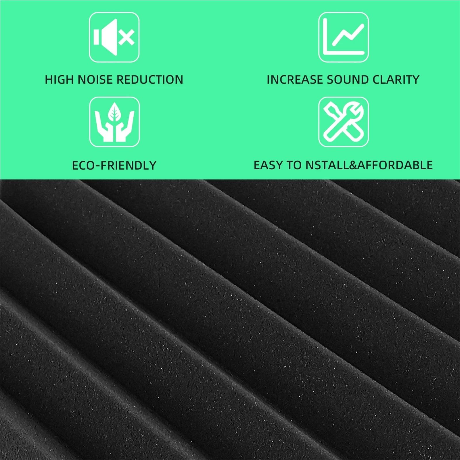 Mousse acoustique 50 Pack éponge d'insonorisation panneaux muraux ignifuges Studio maison insonorisant Pour Voiture, Studio, Maison