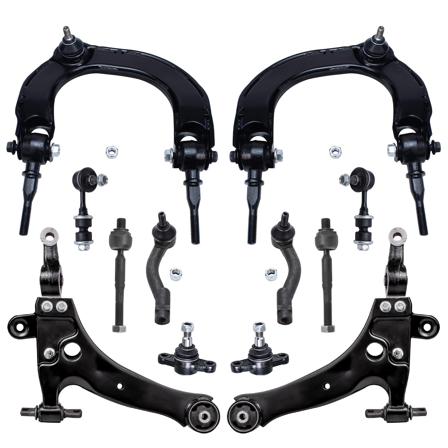 Detroit Axle - Front End Kit for Hyundai Sonata XG350 XG300 Kia Optima, 2 Upper Control Arms Ball Joints 2 Lower Control Arms 2 Lower Ball Joints 2 Sway Bars 4 Outer Inner Tie Rods Replacement