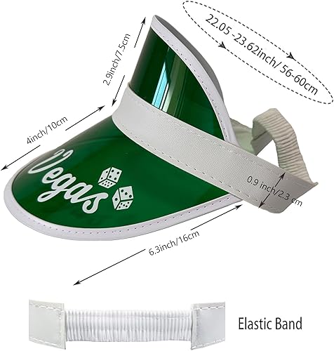 Miniatura 4 de Yuanhe Sombrero de viseras de póquer verde Paquete de 5 sombreros de disfraz de Las Vegas, decoración de fiesta temática de casino, ideal para