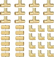 SUNGATOR 36-Pack 3/4" Brass PEX Fittings Kit: 12 Elbows, 12 Tees, 12 Couplings - Lead-Free, NSF Certified for PEX B Plumbing