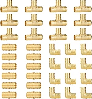 SUNGATOR 36-Pack 3/4" Brass PEX Fittings Kit: 12 Elbows, 12 Tees, 12 Couplings - Lead-Free, NSF Certified for PEX B Plumbing