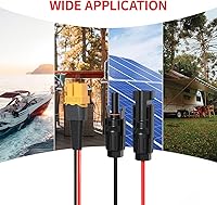 Vista 7 de Cable solar XT60 de 10 AWG, 10 pies, 2, 10, 25, 35, 50, 75, 100 pies, cable de extensión XT60, conector de panel solar a conector XT60 para estación