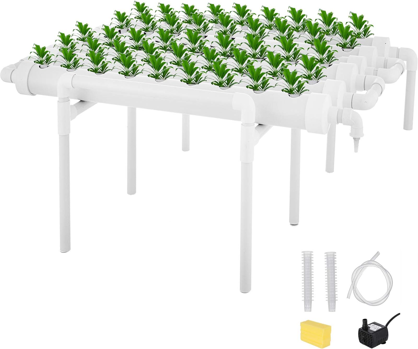 1 Layer 54 Plant Sites Hydroponic Site Grow Kit 6 Pipes Hydroponic Growing System Water Culture Garden Plant System for Leafy Vegetables Lettuce Herb Celery Cabbage