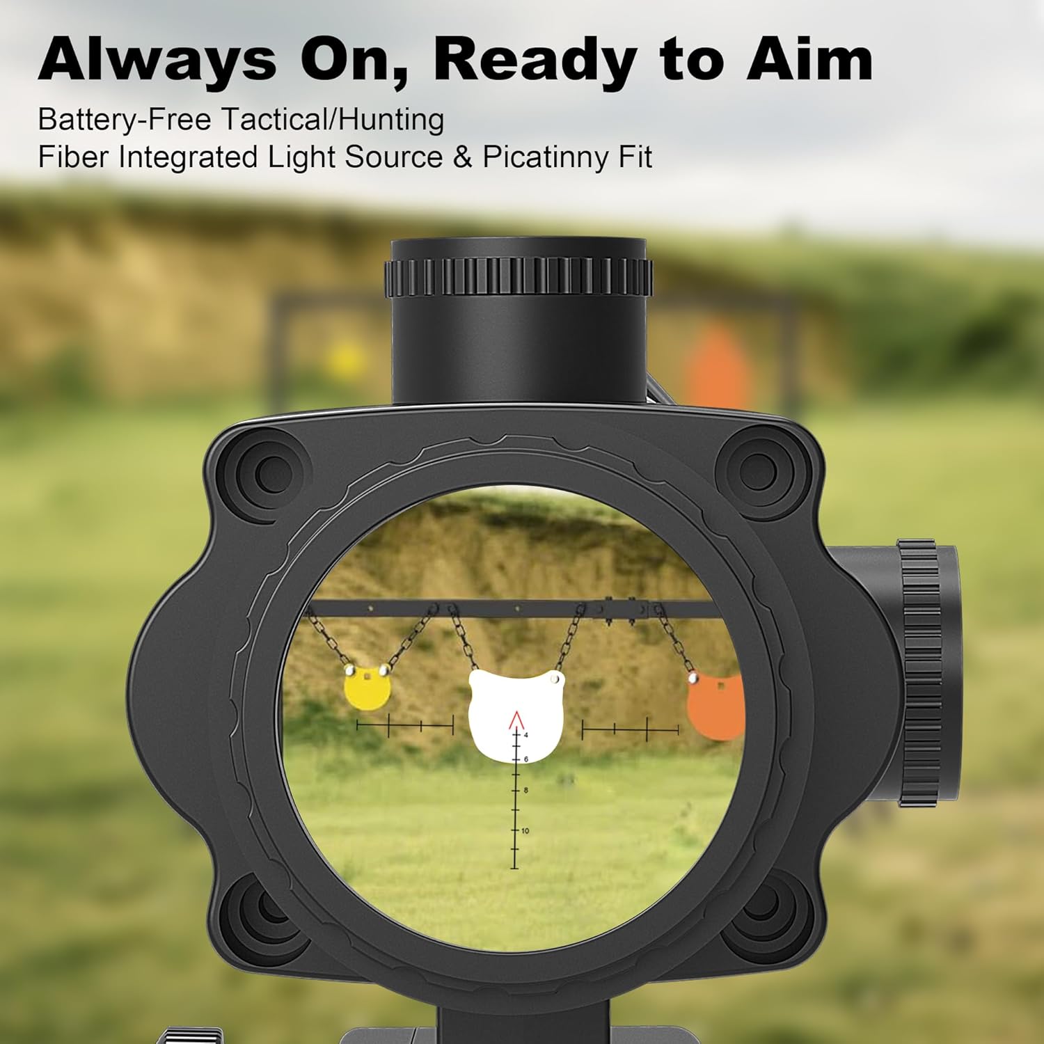 3x32 Prism Scope - 3-Color (Red/Green/Yellow) Reticle,Fiber Optic Illuminated Reticle, Fits 20mm Picatinny Rail