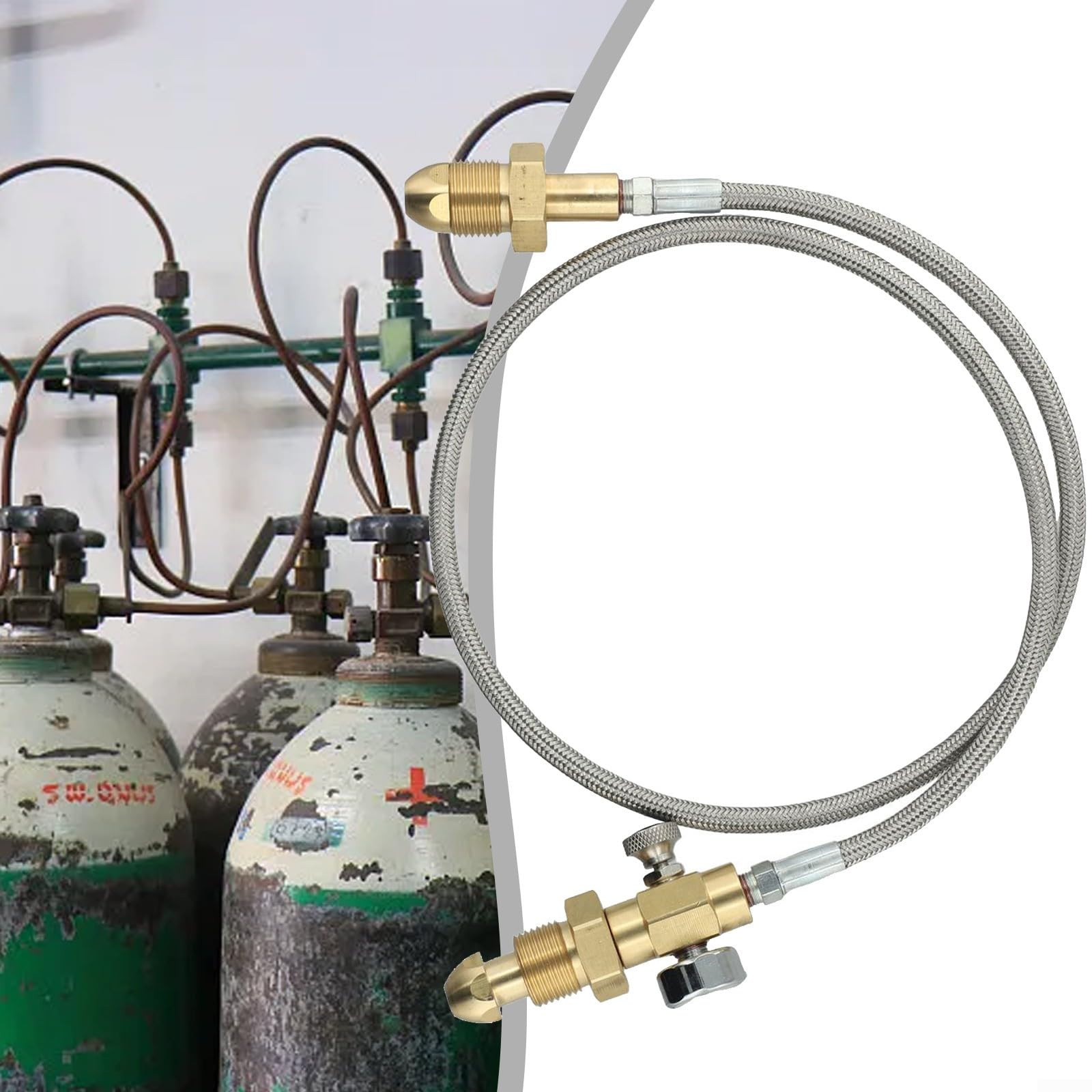 Manguera adaptadora de transferencia para tanques de argón, manguera de soldadura de gas inerte, manguera adaptadora reguladora de medidor de argón, manguera de conexión G de 5/8 pulgadas