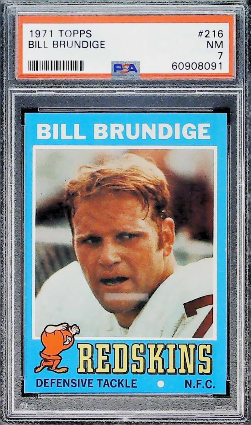 1971 Topps Football #216 Bill Brundige Washington Redskins PSA 7 NM Trading Card