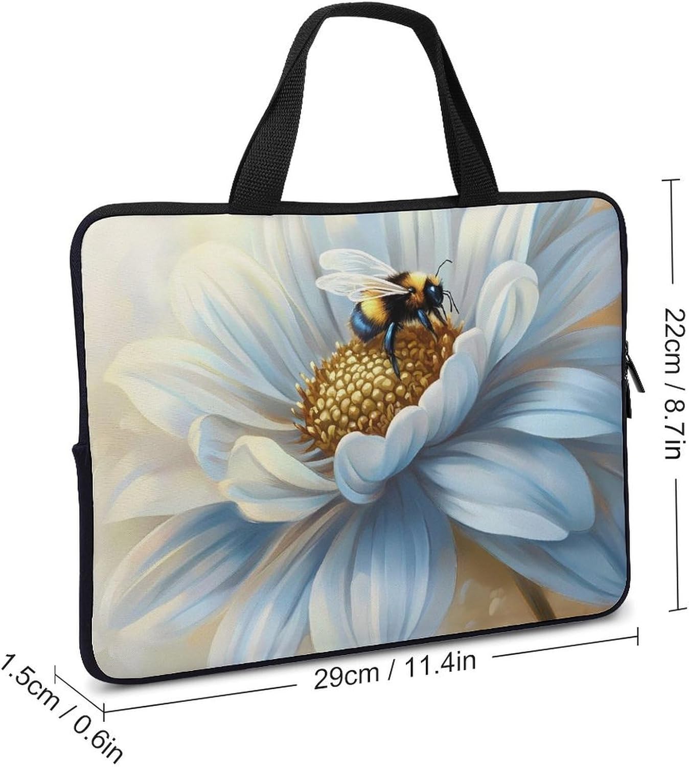 Flower Bee Laptop Bag Lightweight Computer Bag Carrying Case for Work Business