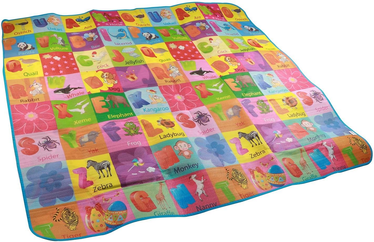 Foldable Baby Play Mat, Non Slip Baby Crawling Mat for Floor Infant Washable Farm Pattern Large Baby Mats for Floor Play Cotton Playmat for Toddlers Crawling