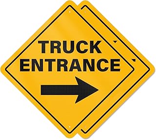 2 Pack Truck Entrance Sign 18 × 18 Inches Engineer Grade Aluminum Signs Reflective UV Protected Fade Resistant Signage for Indoor Outdoor Use