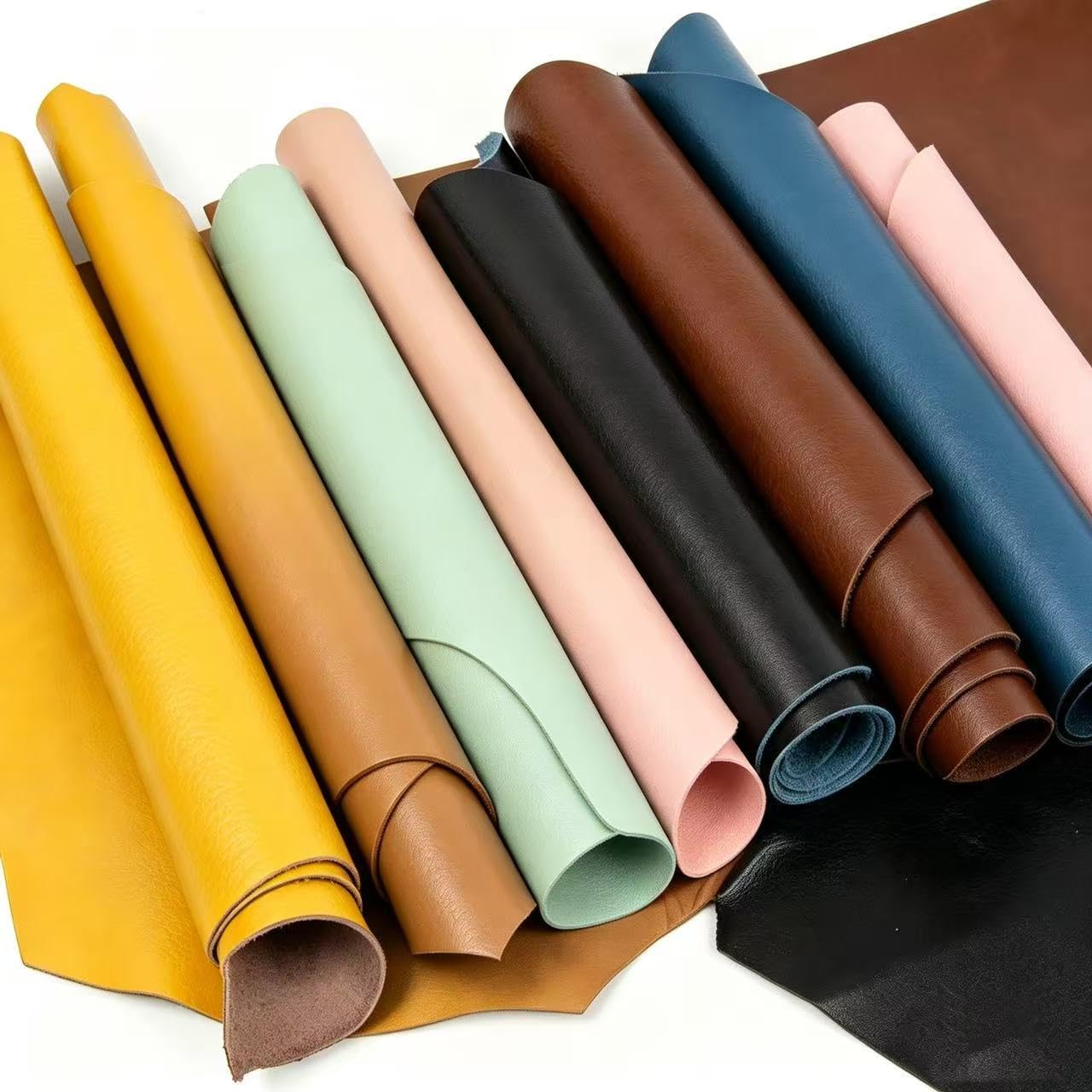 Diverse Color 1LB Leather Offcuts | Sturdy & Durable Top Grain Cowhide | Usable Sizes 15–40cm|Assorted Textures for Creative DIY Leathercraft(Crazy Horse,Full Grain & Vegetable Tanned Leather)