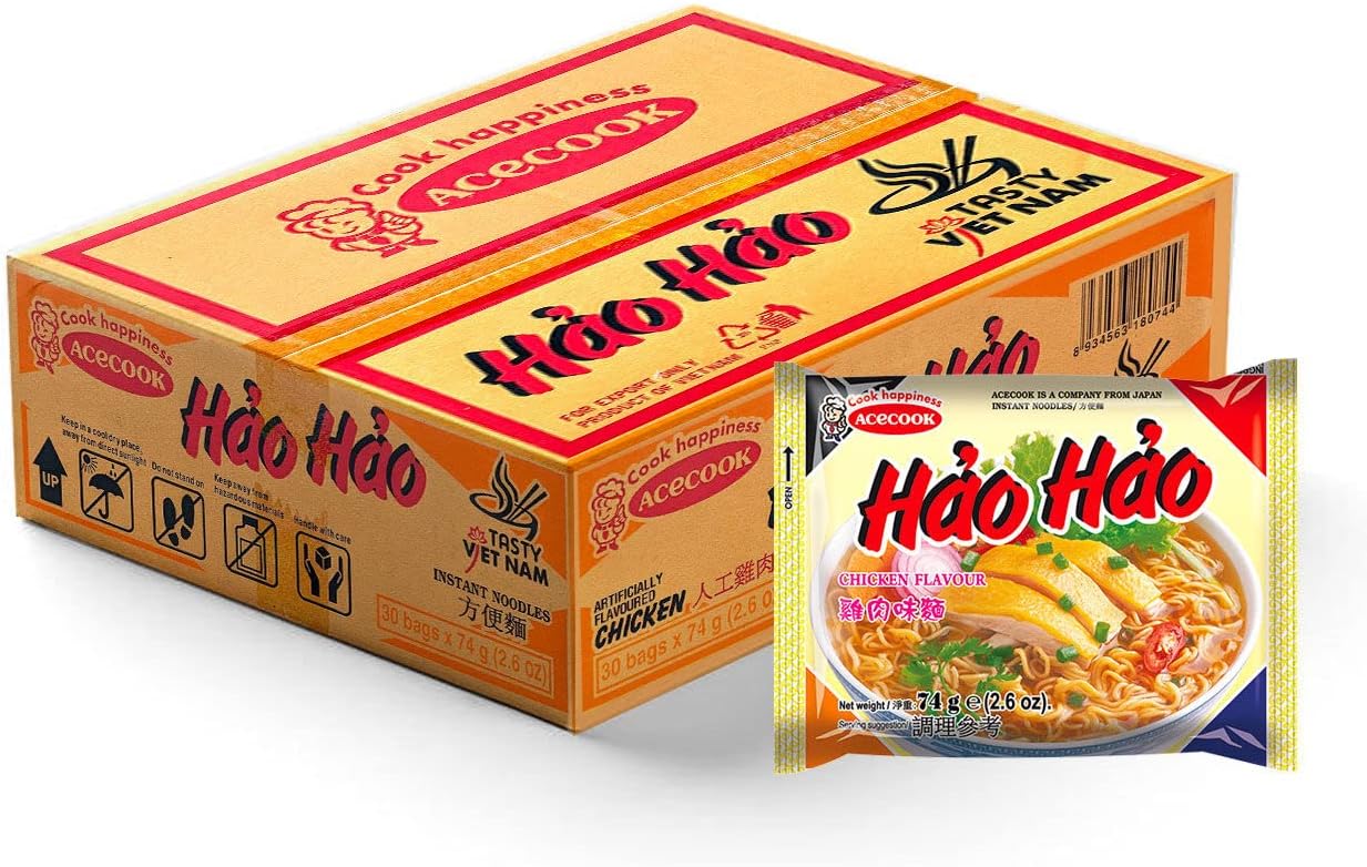 Acecook Hao Hao Instant Noodle Chicken Flavour 74g (Pack of 30)