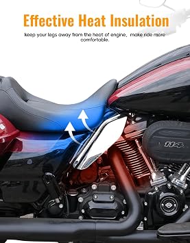 Mid Frame Air Deflector for Harley Touring,Heat Shields Mid-Frame Air Deflector Compatible for Harley Street Glide Road Glide Road King Electra Glide 2009-2023 Accessories (Chrome)