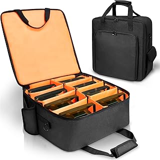 ORKELS 3/8'' Padded Stage Lighting Bag – Fits 8 Par Lights, Spotlights – Storage Bag with Dividers, Adjustable Straps & Accessory Pockets (8 Par Lights Bag)