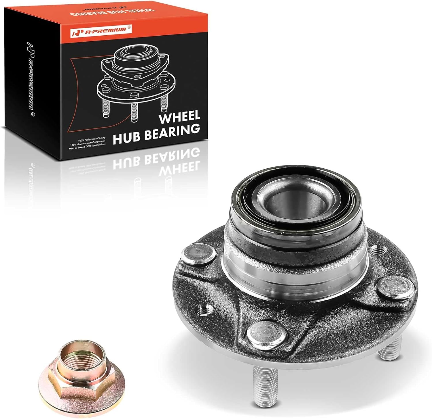 A-Premium Front Wheel Bearing and Hub Assembly with 4-Lug Compatible with Mazda Miata 1990-1997, Miata 1999-2005
