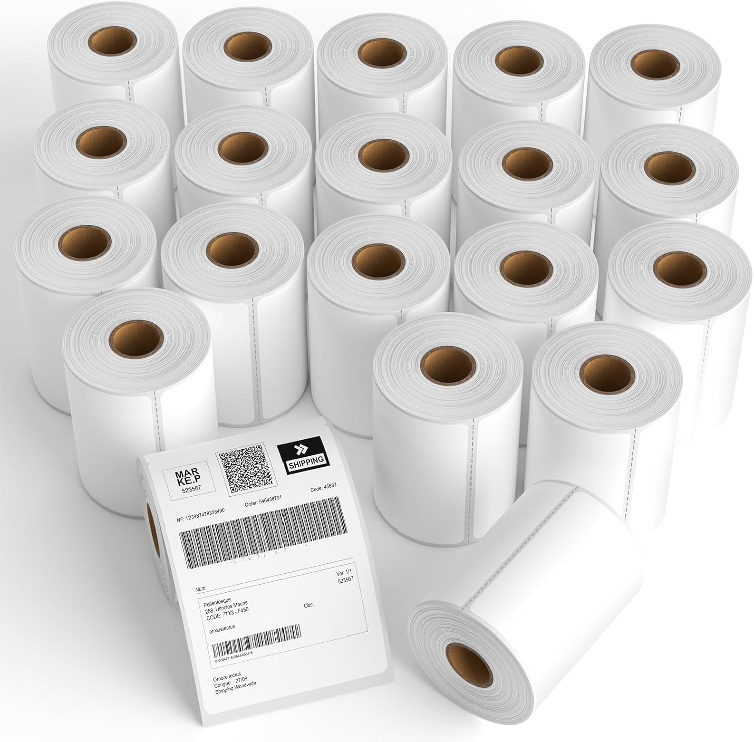 6 Rolls 4" x 6" Direct Thermal Printer Label, 250 Labels/Roll, Total 1500 Thermal Shipping Labels, Strong Adhesive, Commercial Grade, Perforated, Compatible with Most Thermal Printers (NOT for DYMO)