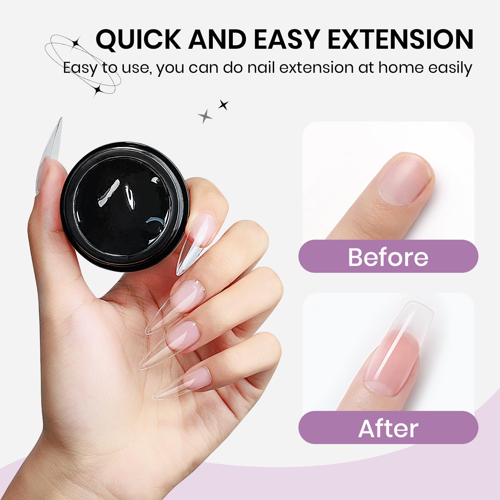 SUPWEE Solid Builder żel przezroczysty biały, nieprzywierający żel 3D Nail Extension 5 g | Żel 3D Nail Art z silikonowym pisakiem i kształtem do paznokci, tłoczenie wzorów do manicure domowego DIY