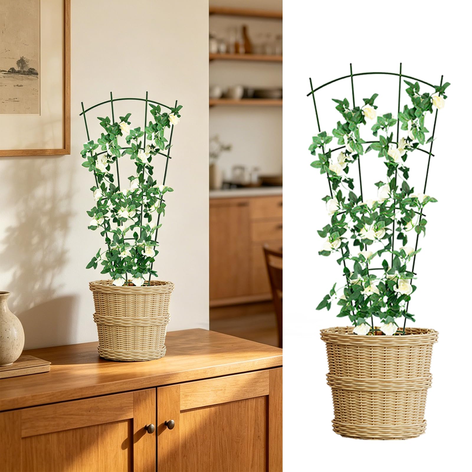 Supporto per rampicanti da giardino, traliccio per piante rampicanti per balcone giardino terrazza, supporto stabile per vaso, supporto per piante da giardino, griglia per piante per peonie, ortensie