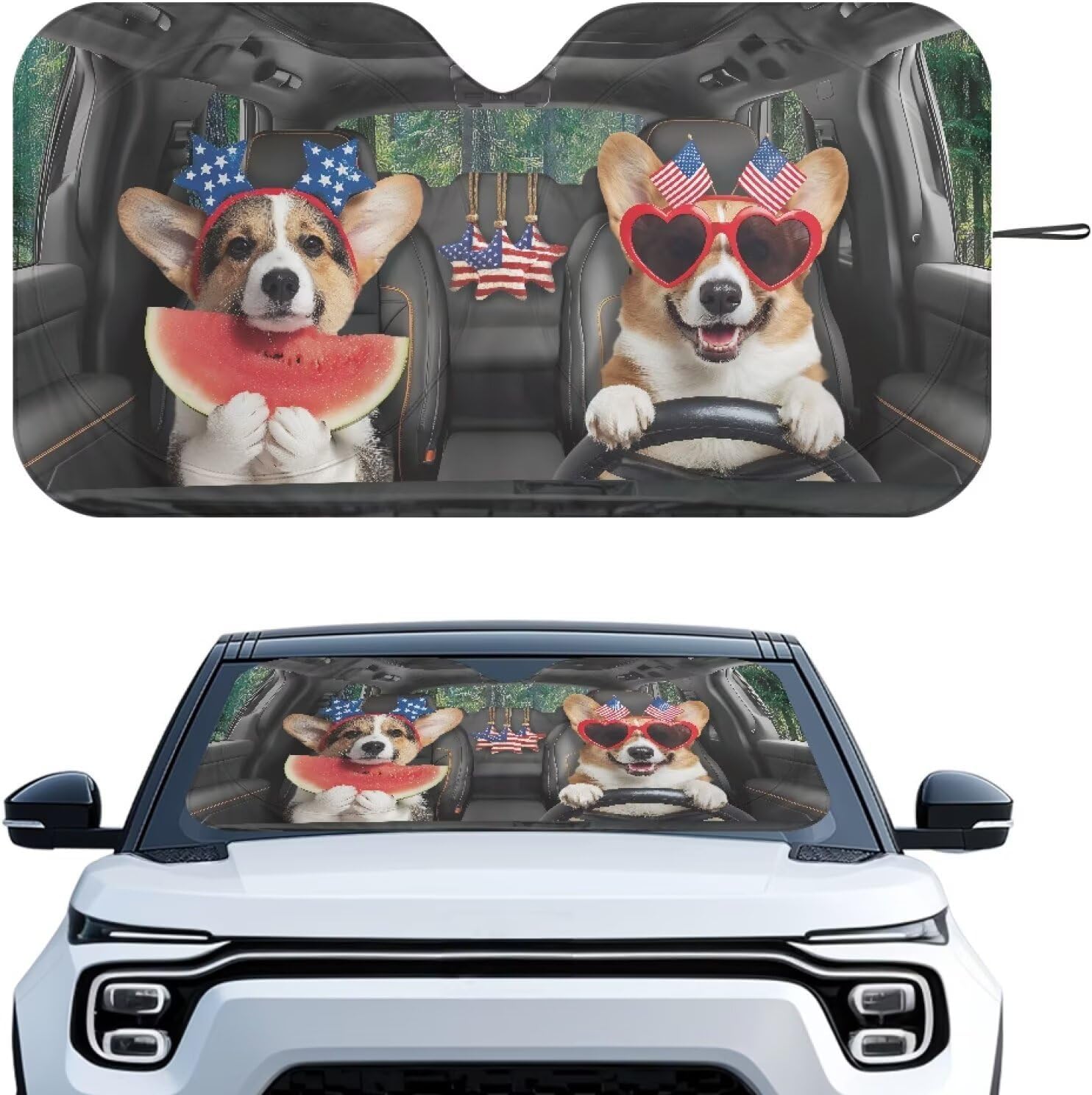 Corgi Car Front Windshield Sun Shade Reflect UV Sun and Heat Foldable Car Windshield Sunshades Interior Accessories Protection Universal Vehicle Accessories