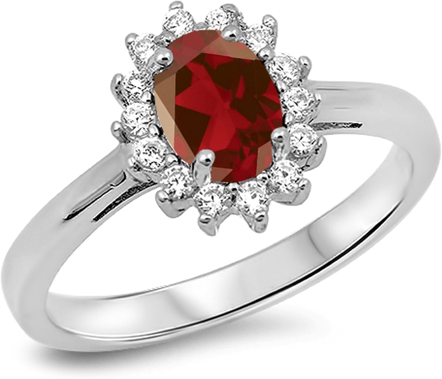 CHOOSE YOUR COLOR Sterling Silver Oval Halo Ring