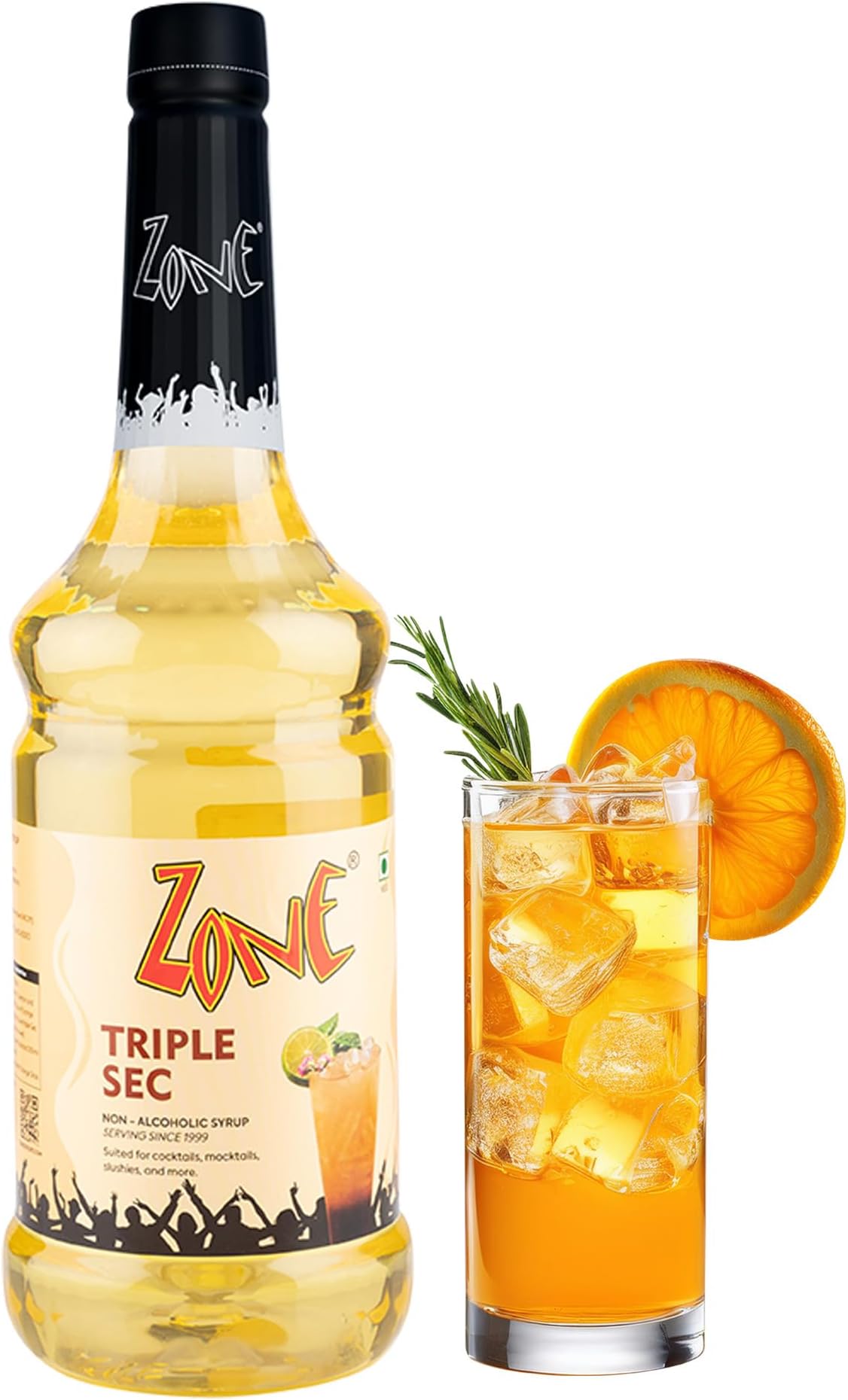 Zone Triple Sec Flavoured syrup 1000ml | Classic Orange Citrus Syrup & Drink Mixer for Cocktails, Mocktails, Margaritas, Cosmopolitans, Sodas, Iced Teas & Desserts | Premium Bar Syrup 1 Litre – More Servings, Perfect For Café Restaurants & Professional Use