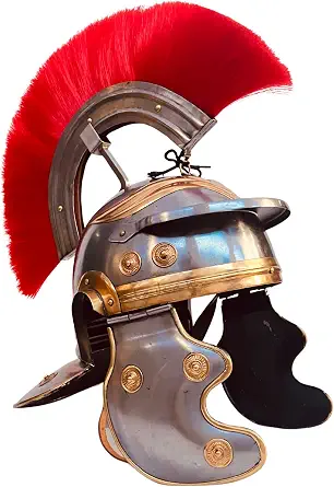 ALADEAN Roman Officer Helmet - Medieval Imperial Centurion Vintage Armor - 18g Mild Steel - LARP Cosplay Costume