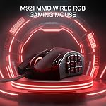 Redragon M921 MMO La souris du jeu 12400 DPI Filaire haute précision RGB Les souris w/18 Boutons programmables, 12 Side Macro Keys, Supports logiciels pour PC portable