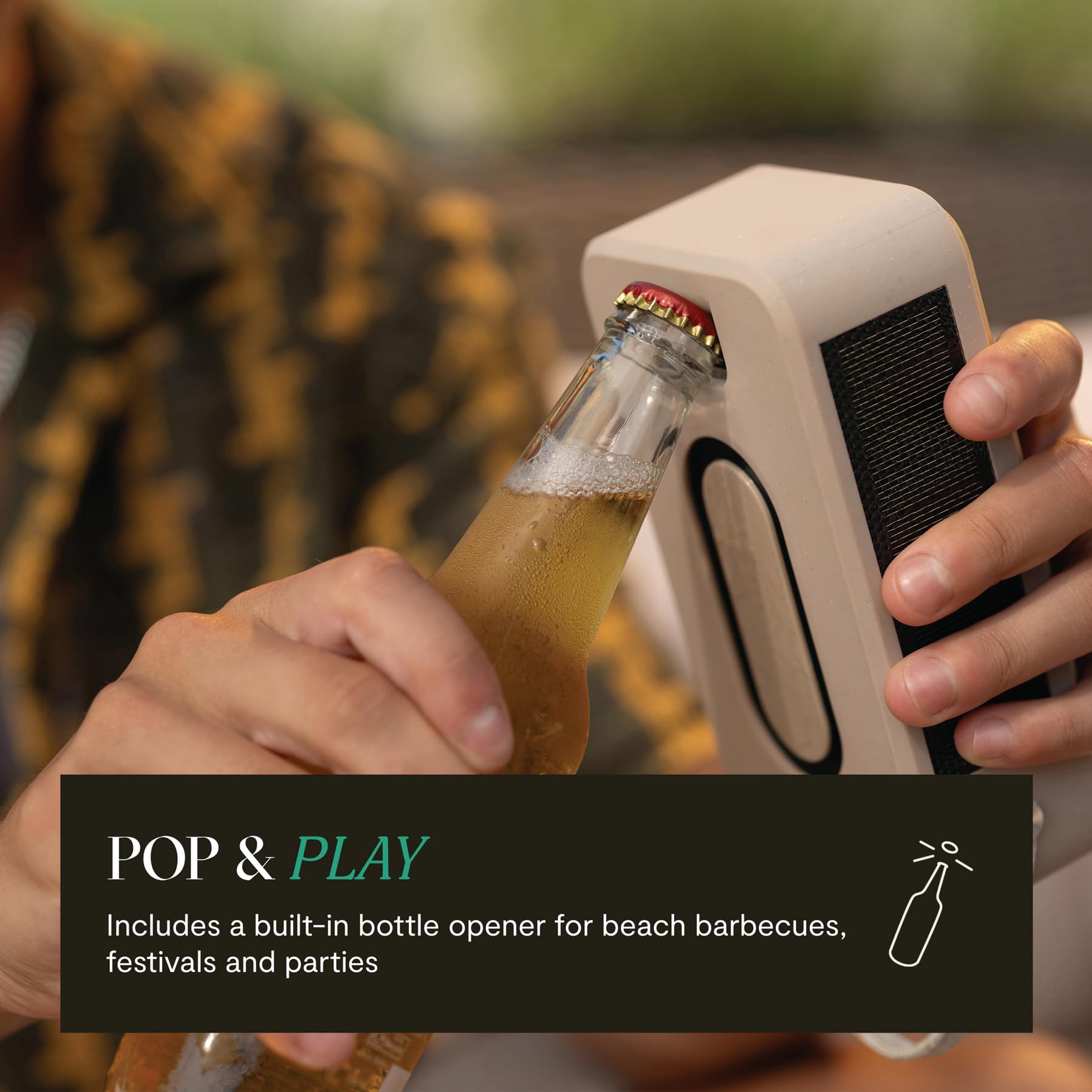 House of Marley Roots Solar Altoparlante Bluetooth Portatile - Crema | Piccolo per Viaggi & Outdoor, IP67 Impermeabile, 14 Ore di Autonomia, Altoparlanti Wireless per Telefono