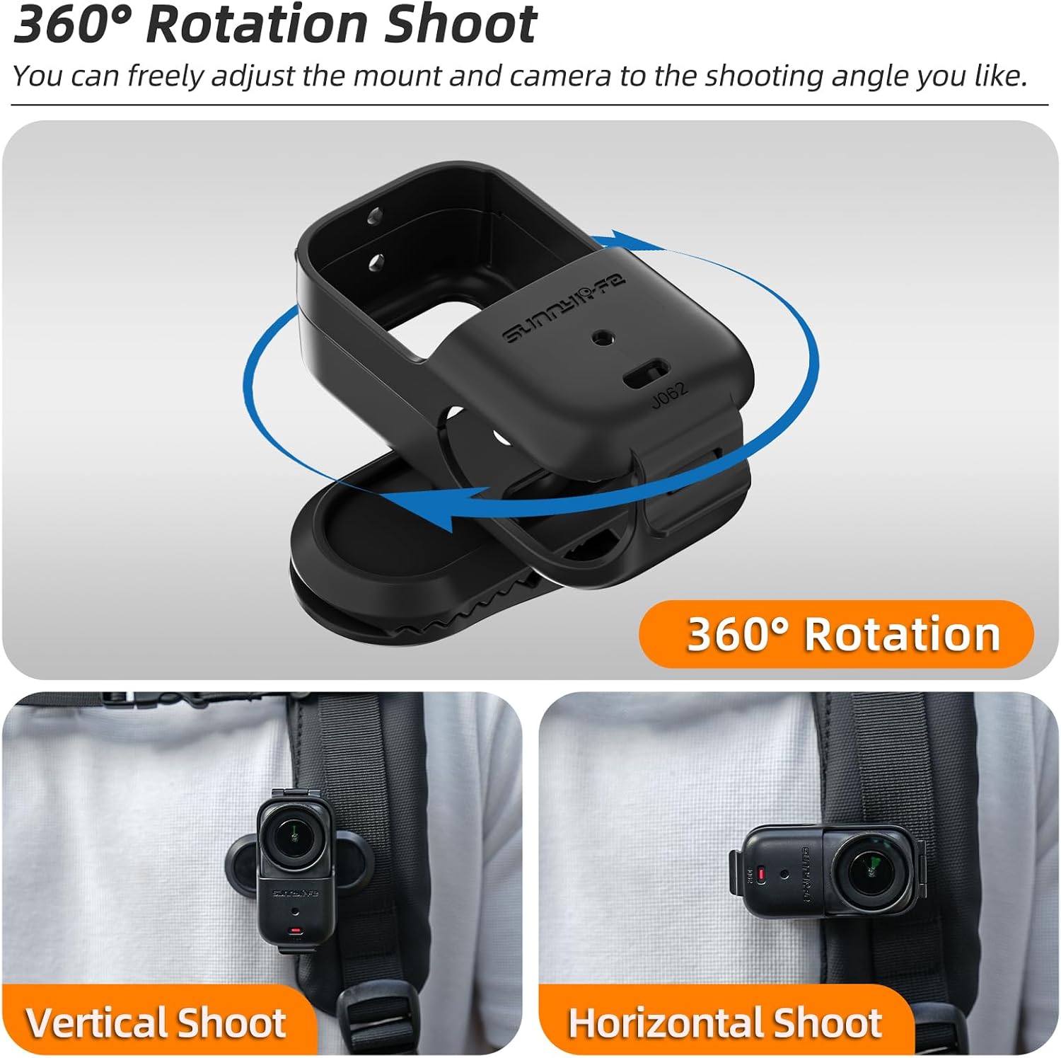 Backpack Clip for DJI Osmo Nano, 360°Rotation Horizontal-Vertical Backpack Hat Compatible with DJI Osmo Nano, Osmo Nano Accessories Quickly Release Mount Camera Clip