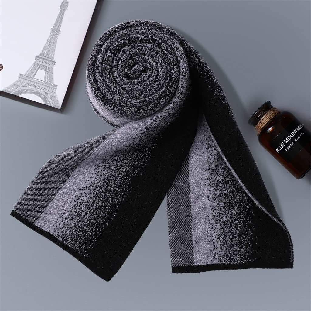 1PCS Scarf Men's Autumn and Winter Knitted Wool Plaid Striped Scarf Korean Business Bib Trend