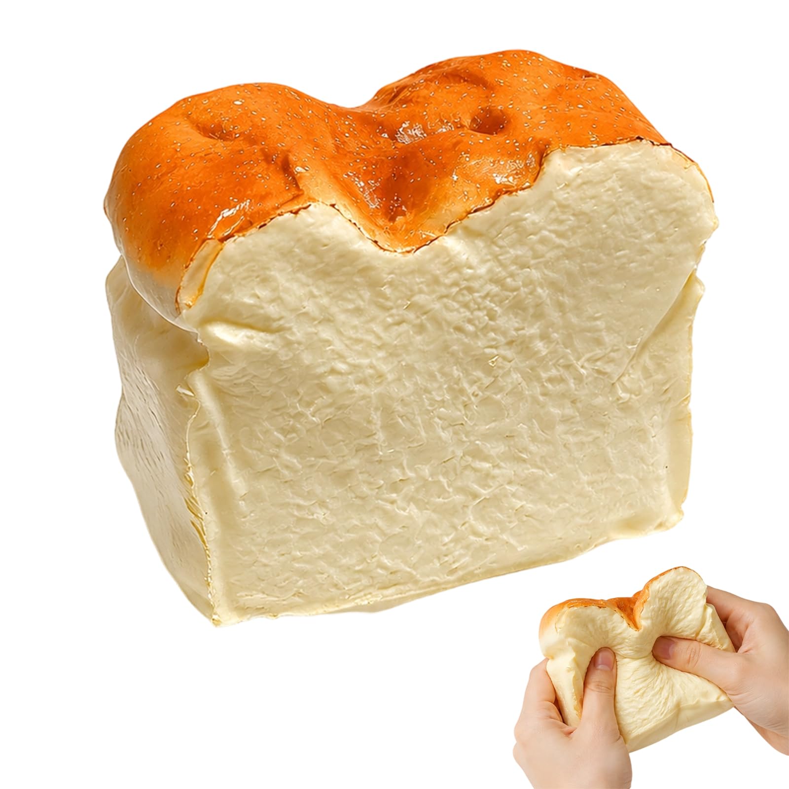 Golden Bread Squishy Like Realistic Toast Shape Palm Sized Portable Quiet Fidget For Desk Bag Travel Calm Focus Home Gift